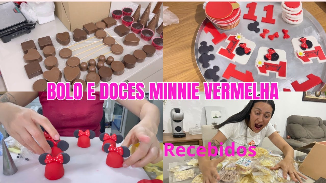 ESSE TEMA É MUITO LINDO E NÃO SAI DE MODA NUNCA 🥰 Correria de encomenda bolo e doces Minnie vermelha