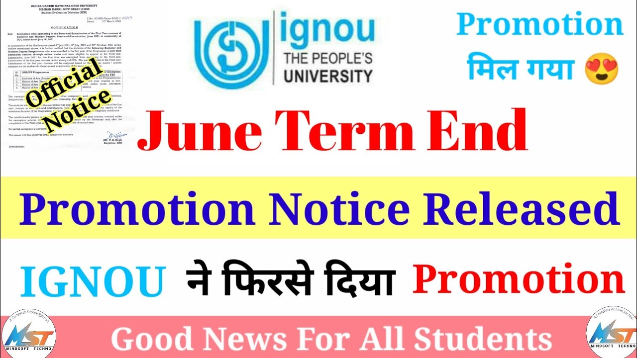 IGNOU Promotion Notice | IGNOU ने फिरसे दिया Students को Promotion 😍 Good News For All IGNOU Student