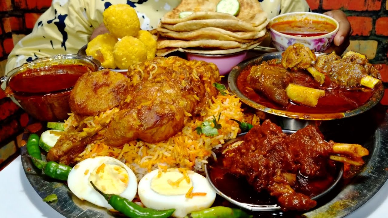 Mutton Chaap, Mutton Curry, Chicken Biryani, Butter Parotta, Spicy Curry, Laddu ✓ Eating Mukbang