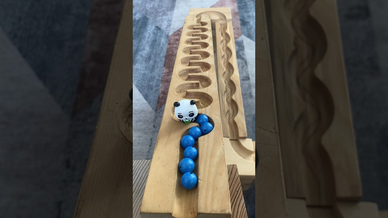 Dark Blue Marbles Run Race Satisfying ASMR with Cute Panda&hellip; #marblesasmr #marblesrun #shorts