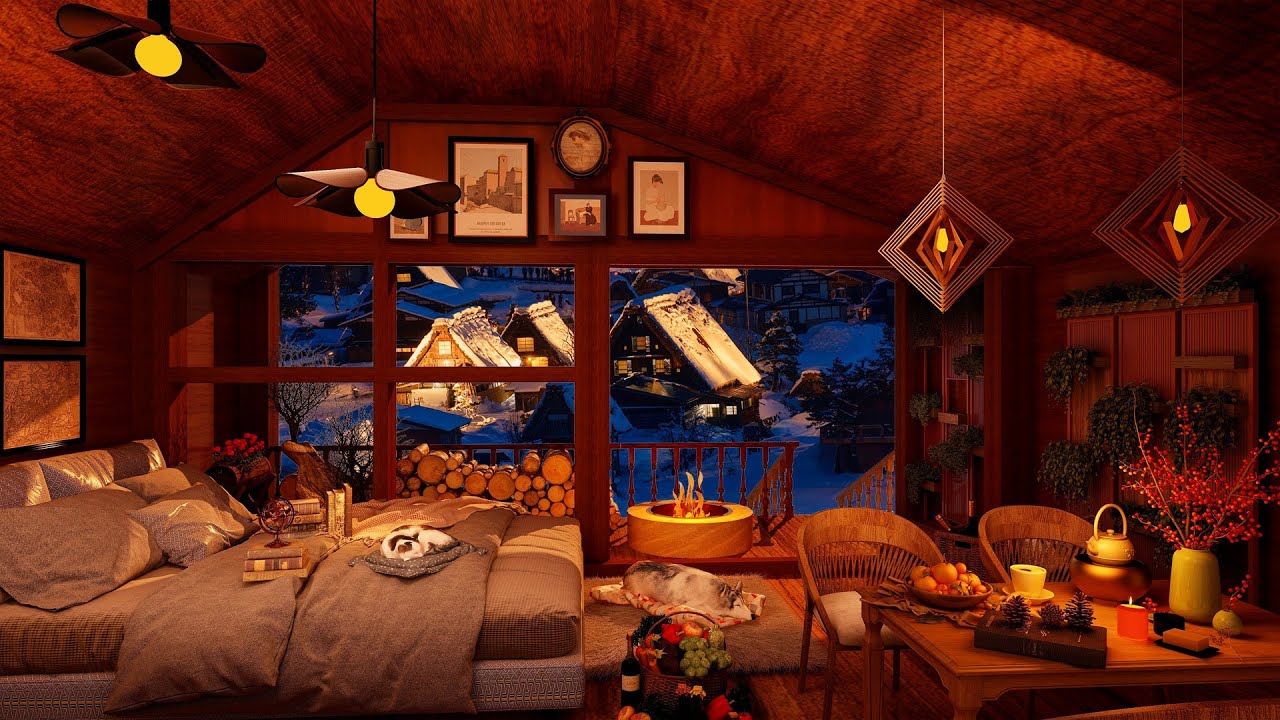 M&uacute;sica Relajaci&oacute;n Estr&eacute;s y Ansiedad | Sue&ntilde;o Profundo - Casa Acogedora Ambiente De Invierno