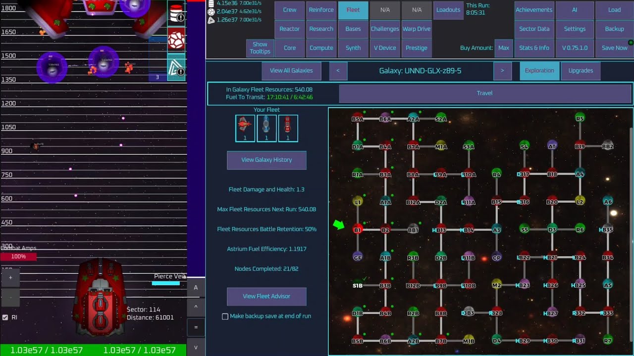 Unnamed Space Idle. Fleet Galaxy 5: z89. (Part 1) (Hazard, BB1, B6A, B6B. FRR 50%)