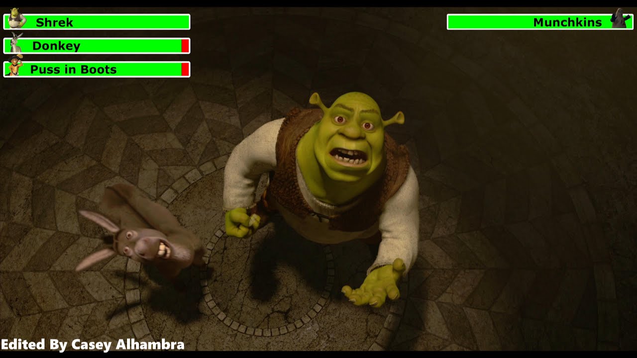 Shrek 2 (2004) Potion Factory Scene with healthbars