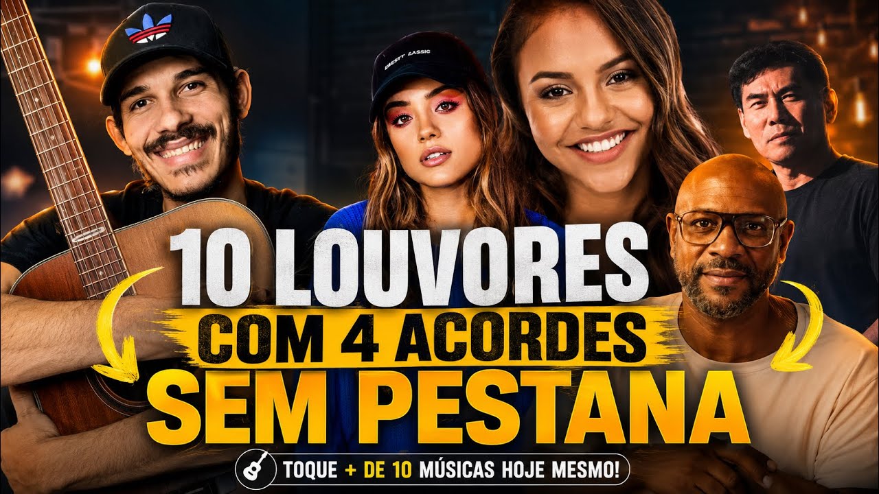 10 Louvores com 4 acordes | Sem Pestana | Louvores completos | Louvores fáceis
