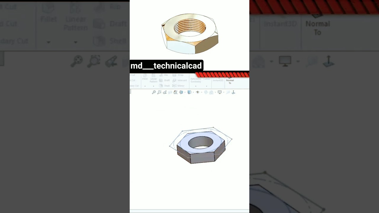 Thread Nut Tutorial#solidworks #drawing #tutorial #3ddrawing