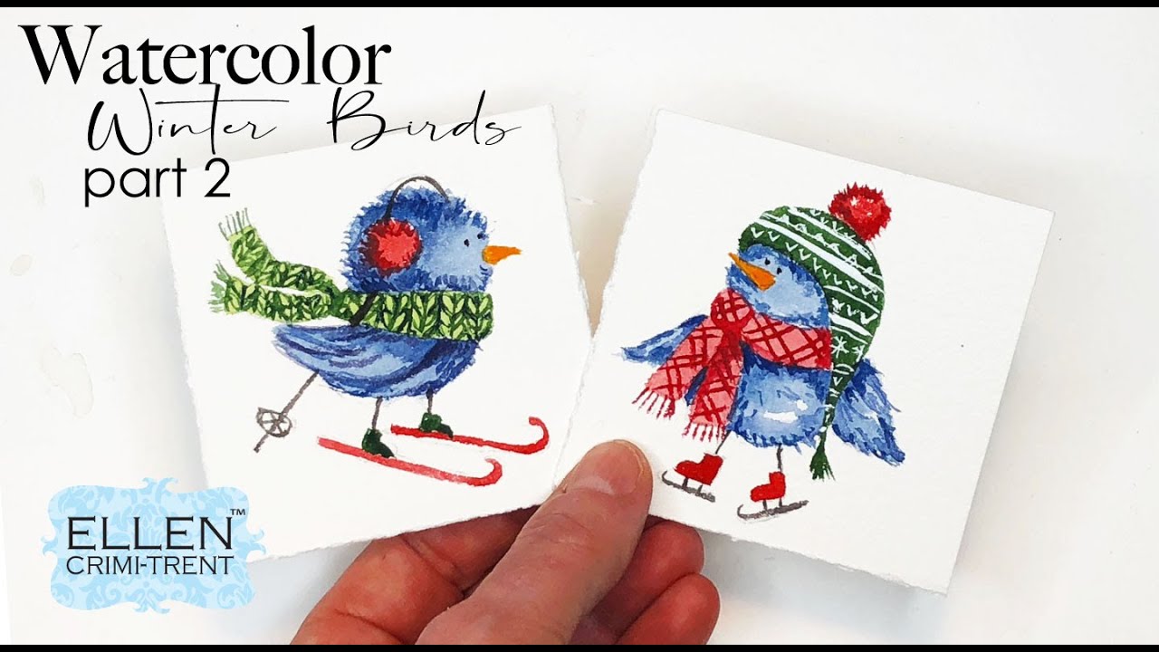 Winter Watercolor Birds part 2 / Mini Monday Madness/Christmas card Ideas