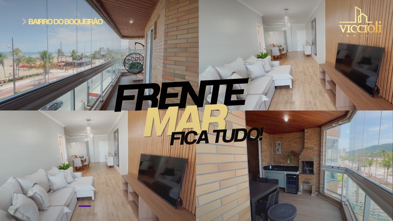APARTAMENTO FRENTE MAR PORTEIRA FECHADA COM 3 DORMITÓRIOS À VENDA NO BOQUEIRÃO | PG | SP.