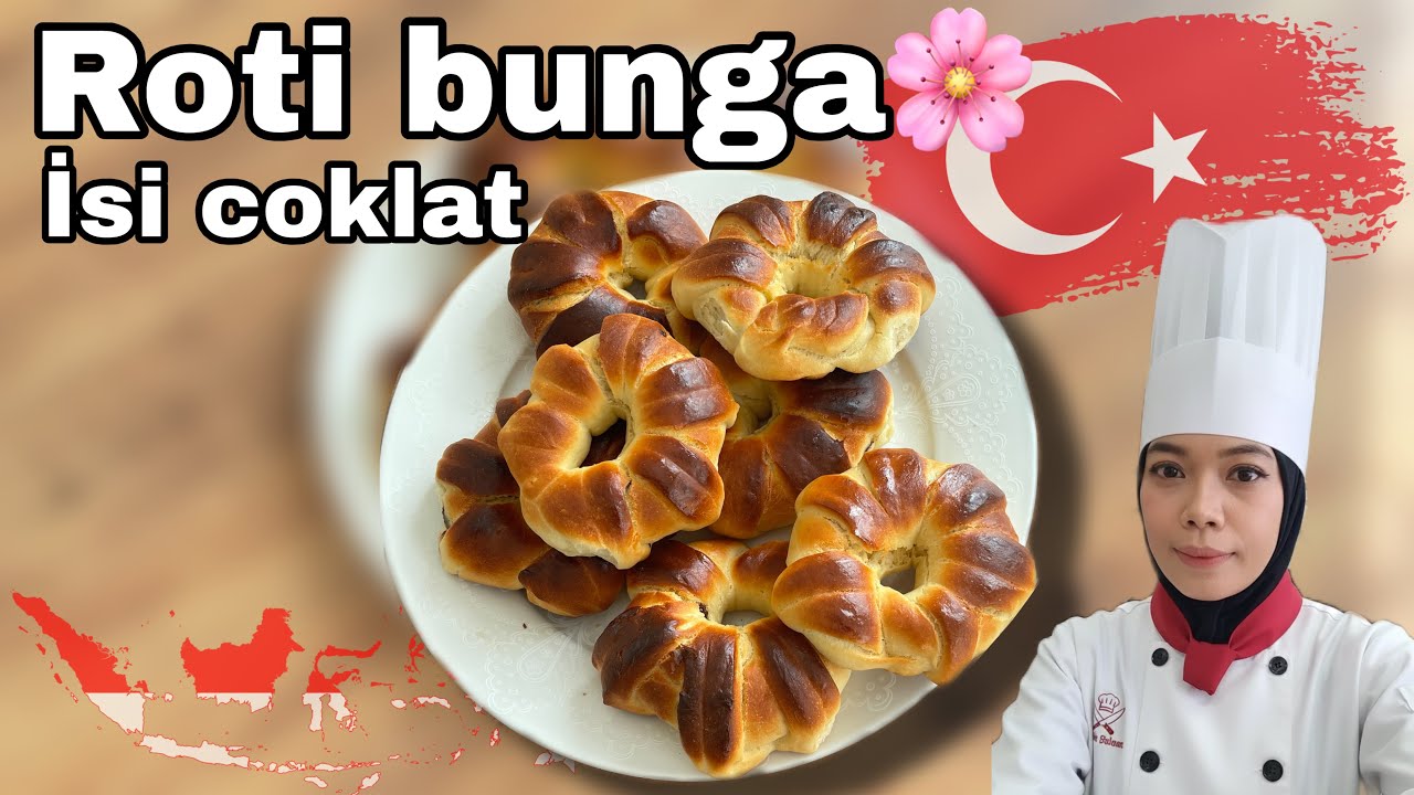 Roti bunga isi coklat cantik dan enak