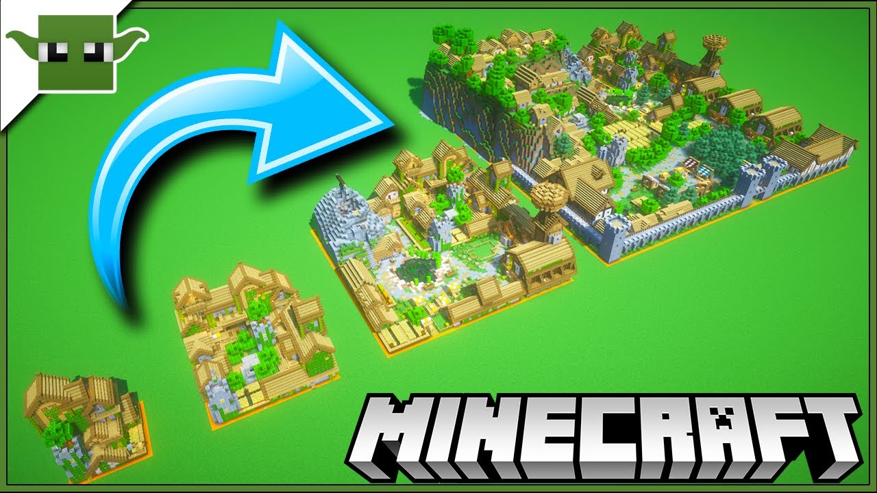 Transforming a Minecraft Plains Village from 1 Chunk to 64 Chunks!