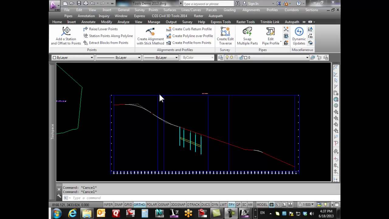CGS Civil 3D Tools Create Polyline over Profile
