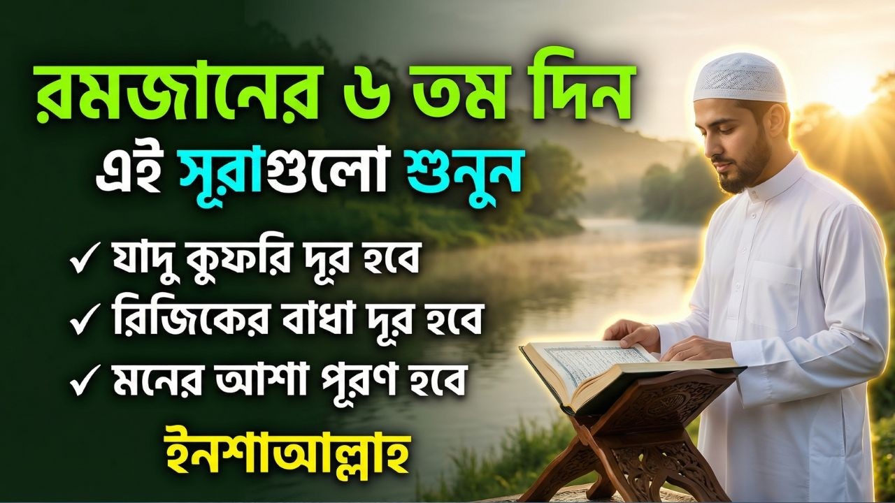 আজ পবিত্র রমজানের ৬ তম দিন - জীন, ভুত, রোগ, দুশ্চিন্তা, বদনজর, রিজিকের বাধা দুর হবে ইনশাআল্লাহ