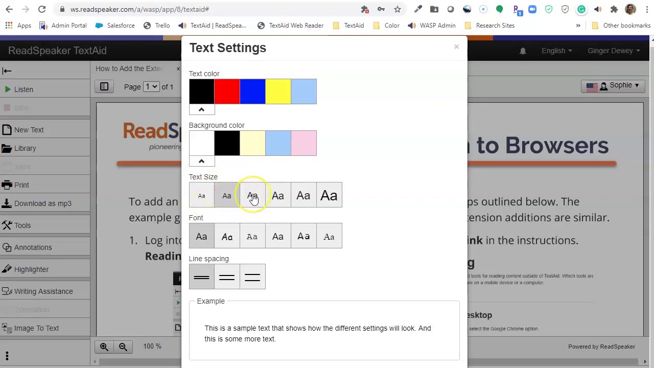 ReadSpeaker TextAid - The Text Settings Tools