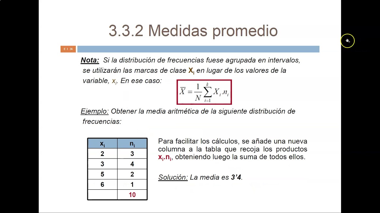 Tema 3 Medidas de posición I: Media aritmética y moda