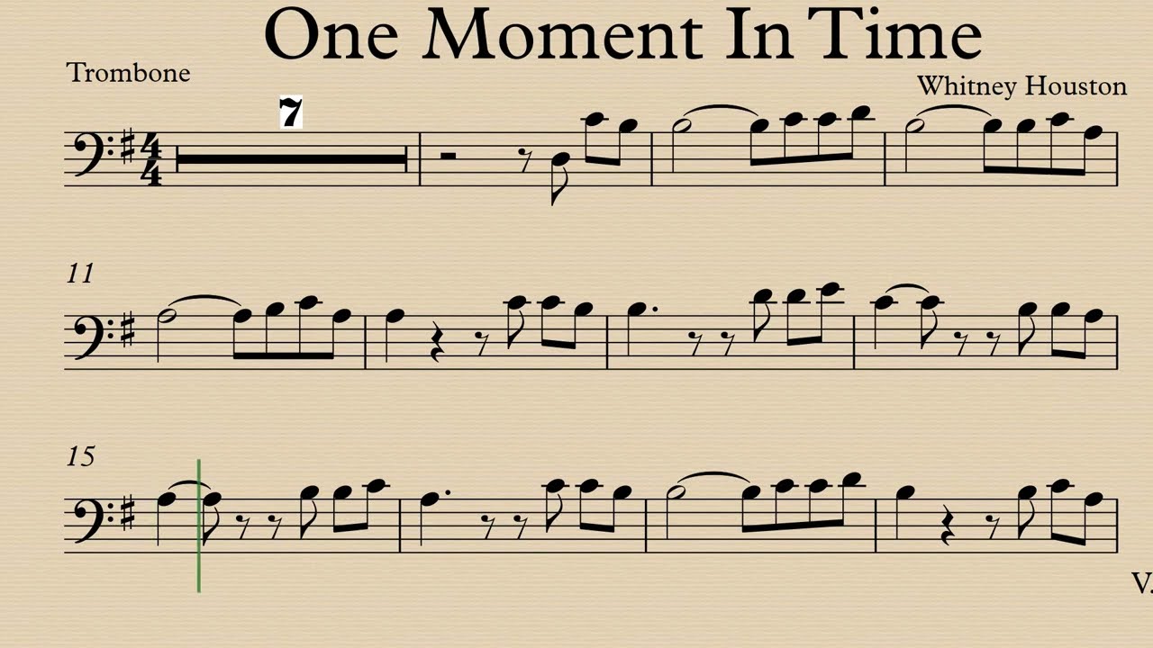 One Moment In Time Trombone Play Along Sheet Music Partitura