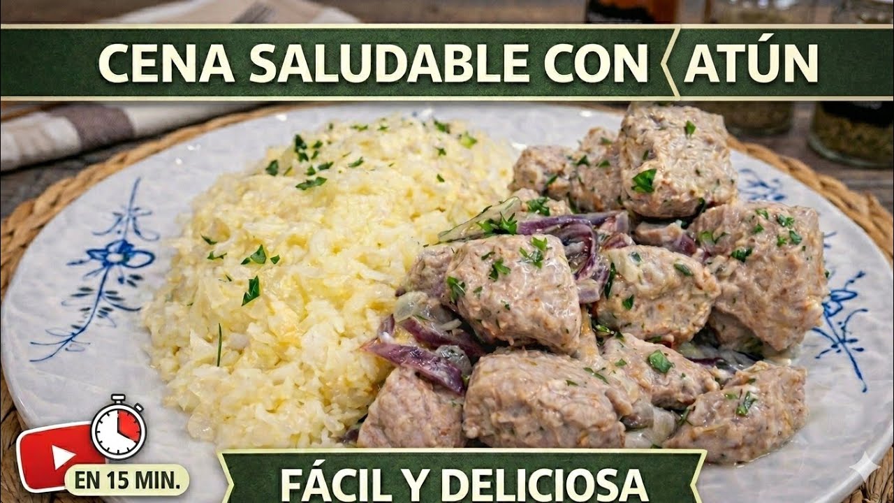 Atún fresco salteado con puré de papas 🥔 Cena ligera y saludable. 