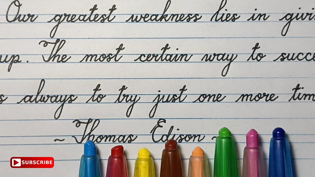 Best Motivational Quotes in English Cursive Handwriting Practice | Thomas Edison Quotes #handwriting