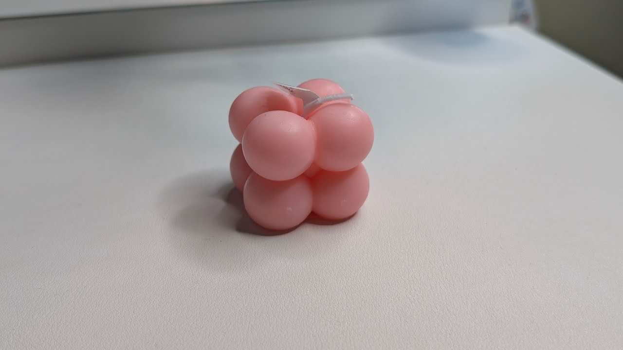 Small Scented Candle for Decor (1.57&rdquo;) | Mini Bubble Cube Candle (Pink)