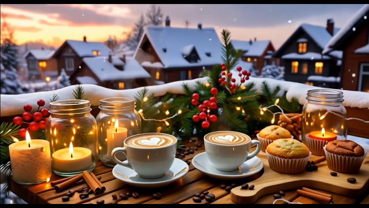 Cozy Winter Jazz Coffee Ambience ☕❄️ Jazz Snowy Village Evening | Relaxing & Warm Vibes
