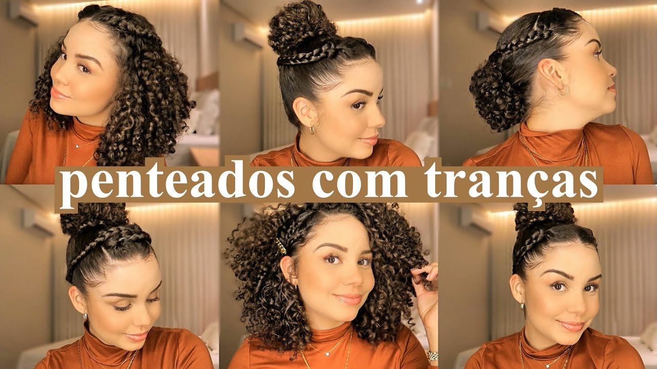 Penteados com TRANÇAS para cabelo CACHEADO CURTO: fáceis, lindos e versáteis ✨