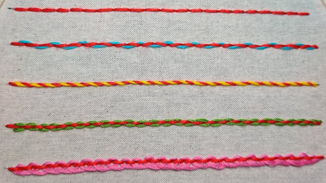 🧶🪡5 puntadas diferentes con punto DESPESPUNTE| fácil para principiantes🪡🧶 #embroidery #stepbystep 
