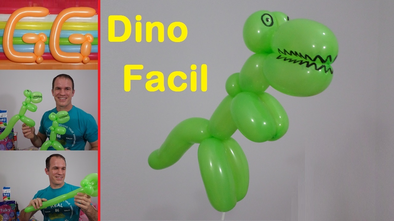 como hacer dinosaurios con globos - figuras con globos largos - cumpleaños de dinosaurios - t rex