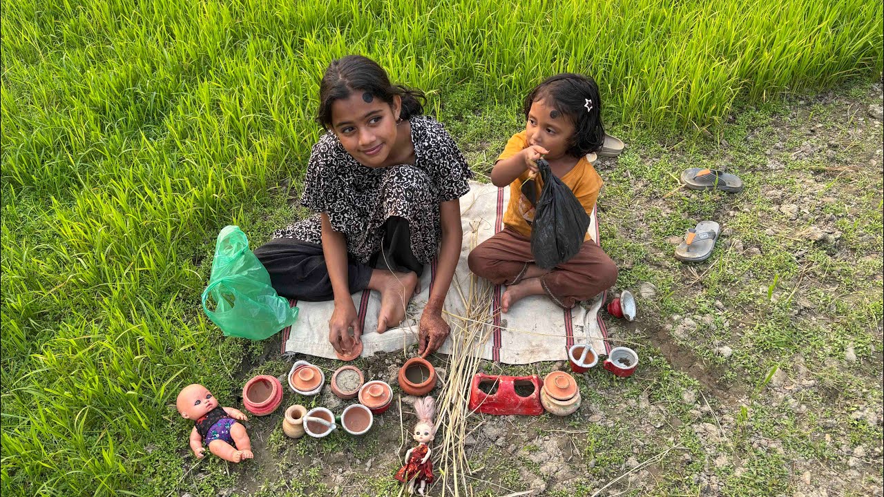 মহিমা মাঠে গিয়ে মাটির চুলা বানালো 😍😀Mahir Putul khela | Mohima | |bangla cartoon