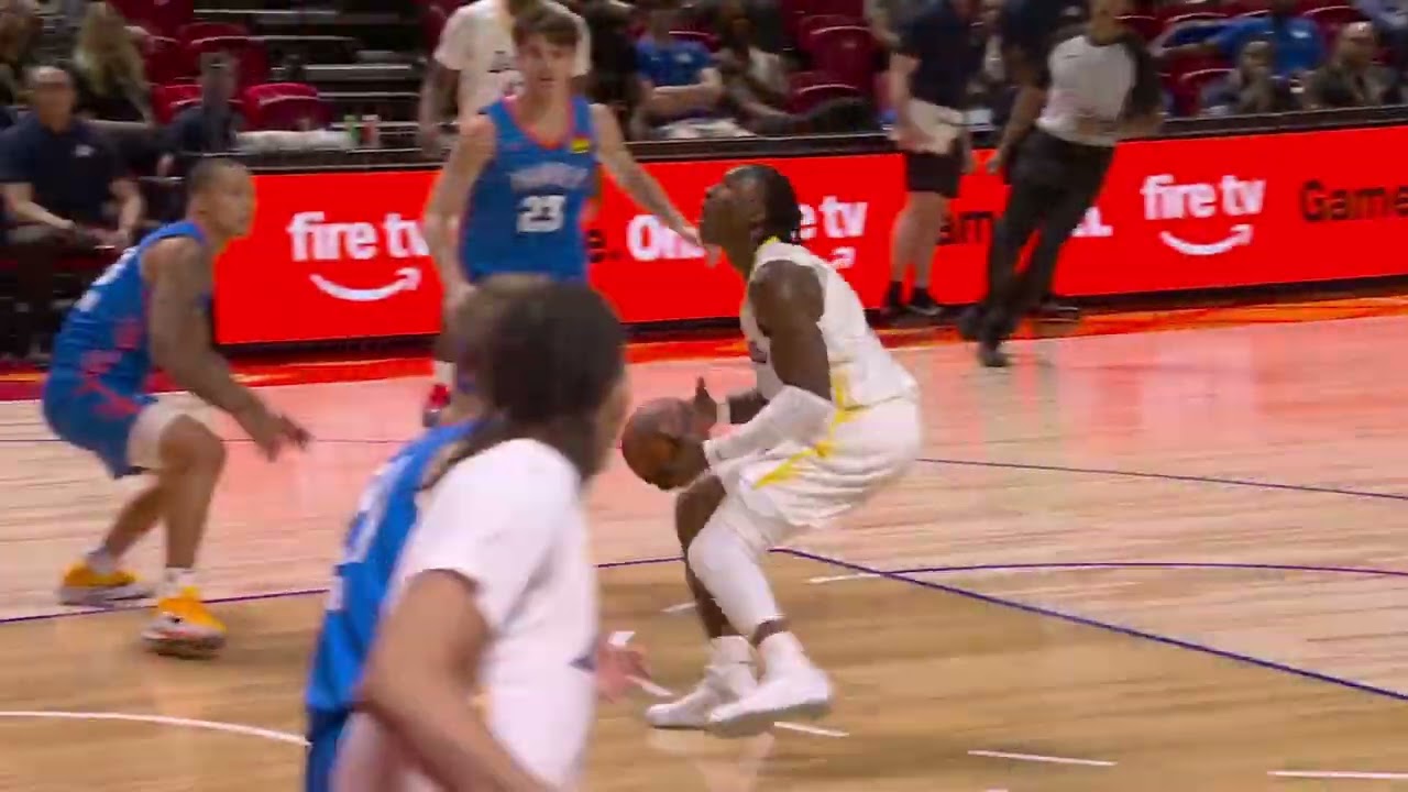 Adou Thiero goes full force for the powerful two-handed dunk