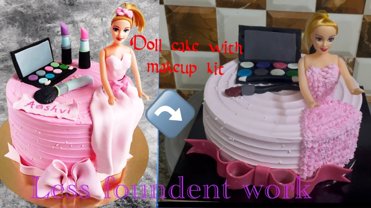 Doll cake with makeup kit | birthday cake for girls 