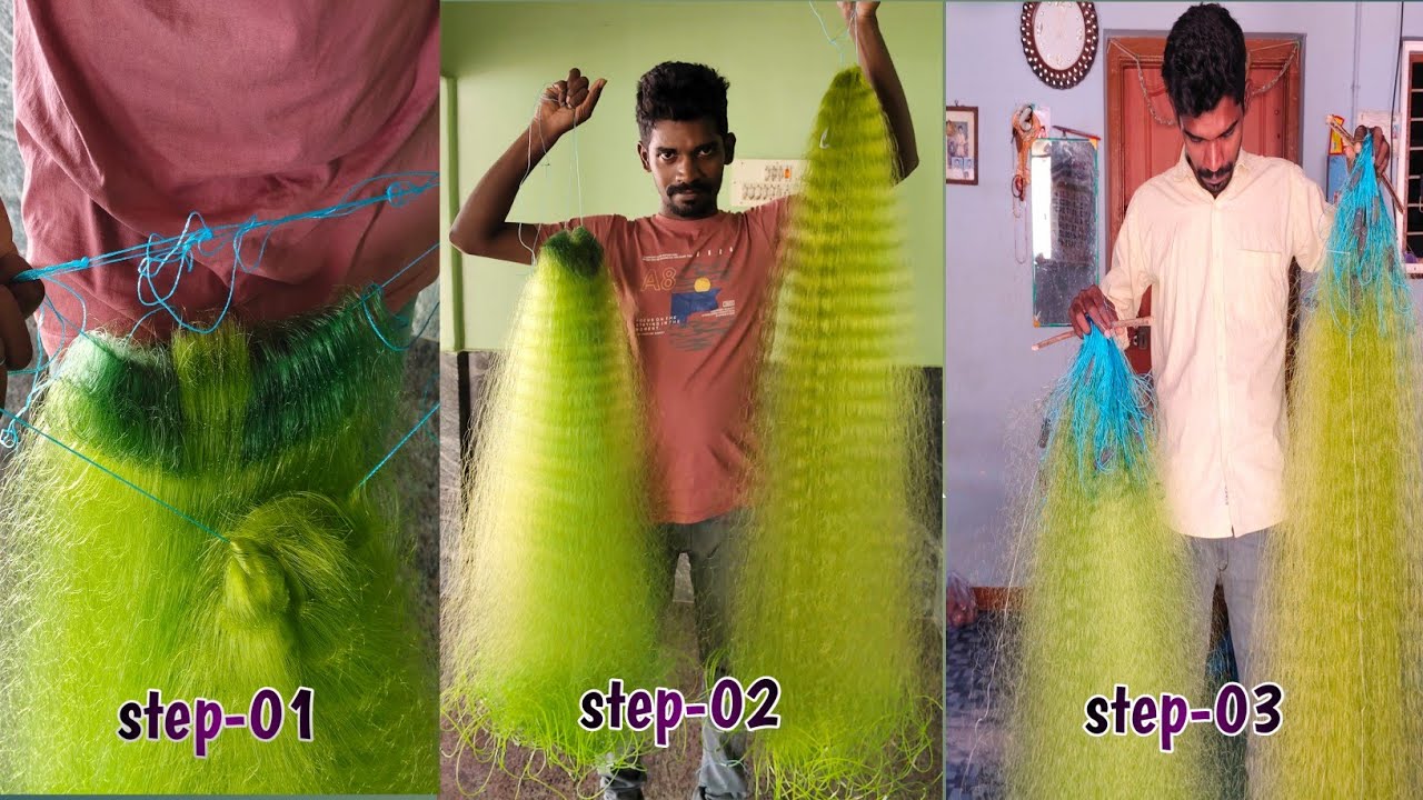Nets used to catch large quantities of Jalebi fish. |Village style fishing netting techniques