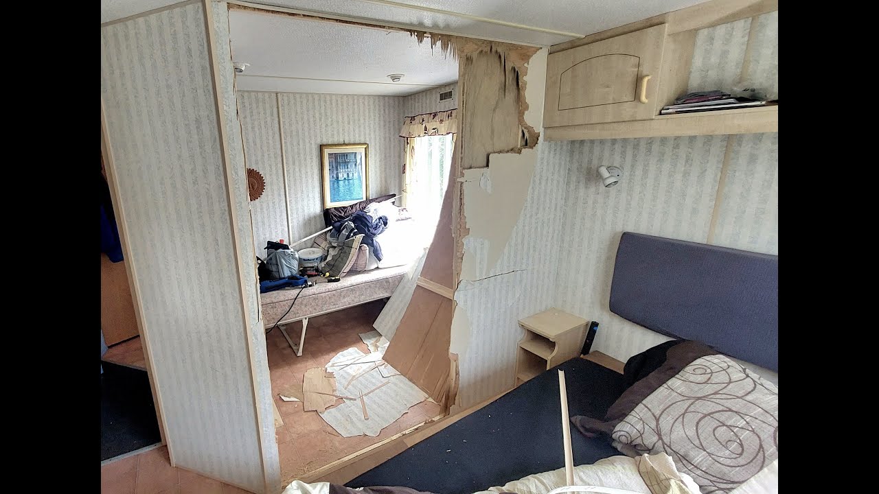 Removing an internal bedroom wall in a static caravan