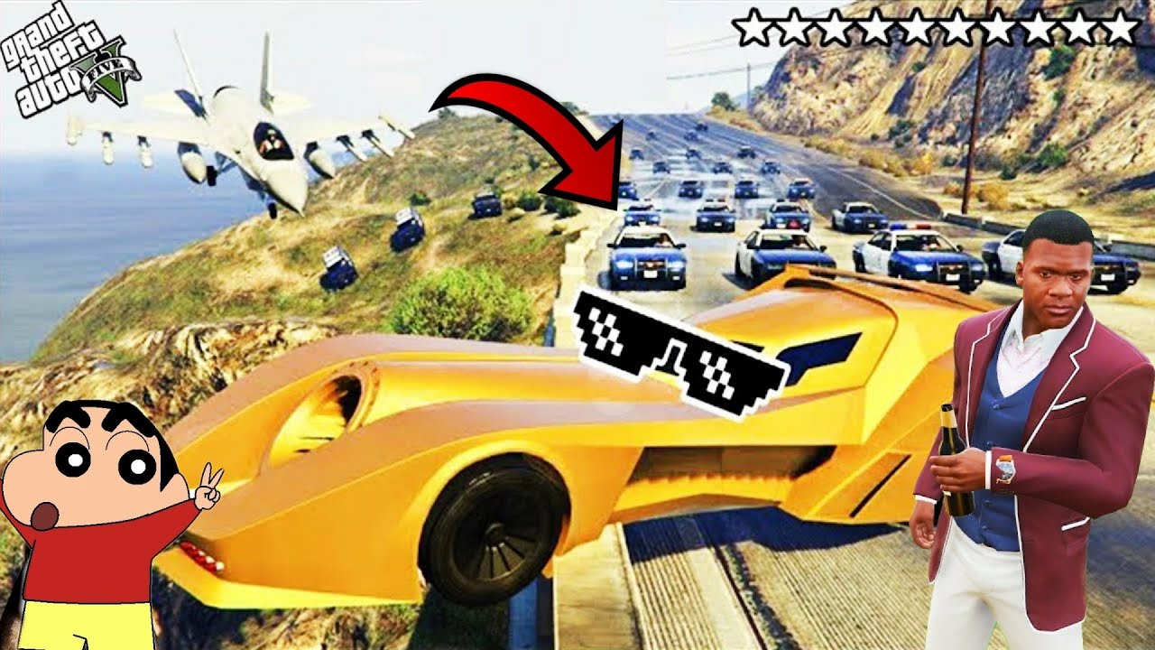 GTA 5 : Shinchan & pinchan fights police in GTA V ( franklin video bangla)