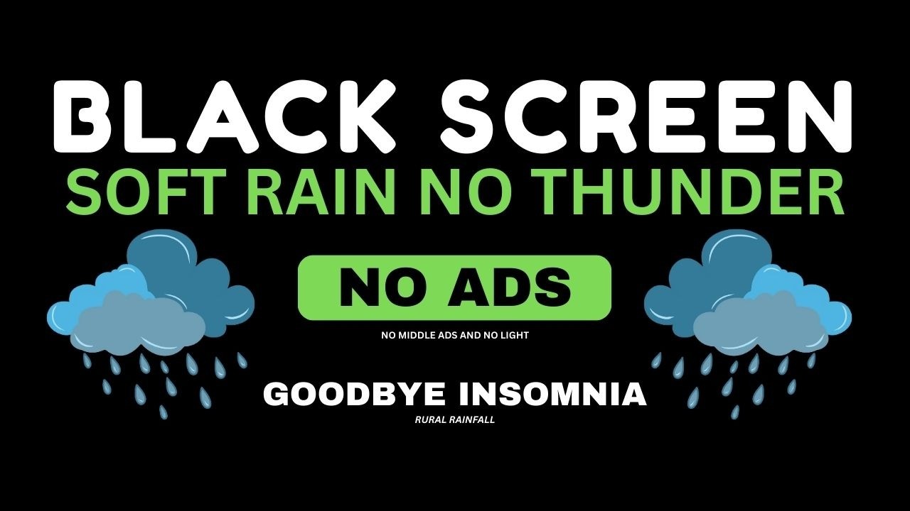 Heavy Rain Sounds for Sleeping — NO ADS Soft Night Rain | Black Screen