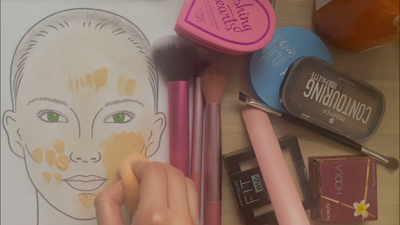 ASMR makeup application on a paper model