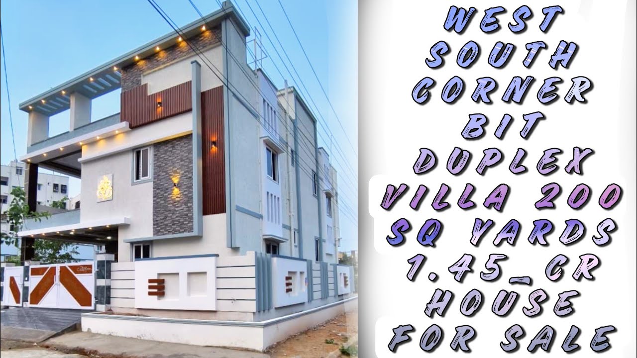 WEST SOUTH CORNER BIT 200.SQ_1.45 CR 4_BHK DUPLEX VILLA HOUSE FOR SALE HYDERABAD BANDLAGUDA  ECIL