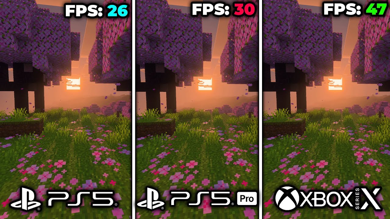Minecraft Vibrant Visuals | PS5 vs PS5 Pro vs Xbox Series X | FPS Comparison
