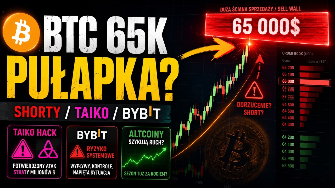 Bitcoin podchodzi pod ŚCIANĘ 65 000$? Shorty, Taiko hack i coiny na najbliższe 24H