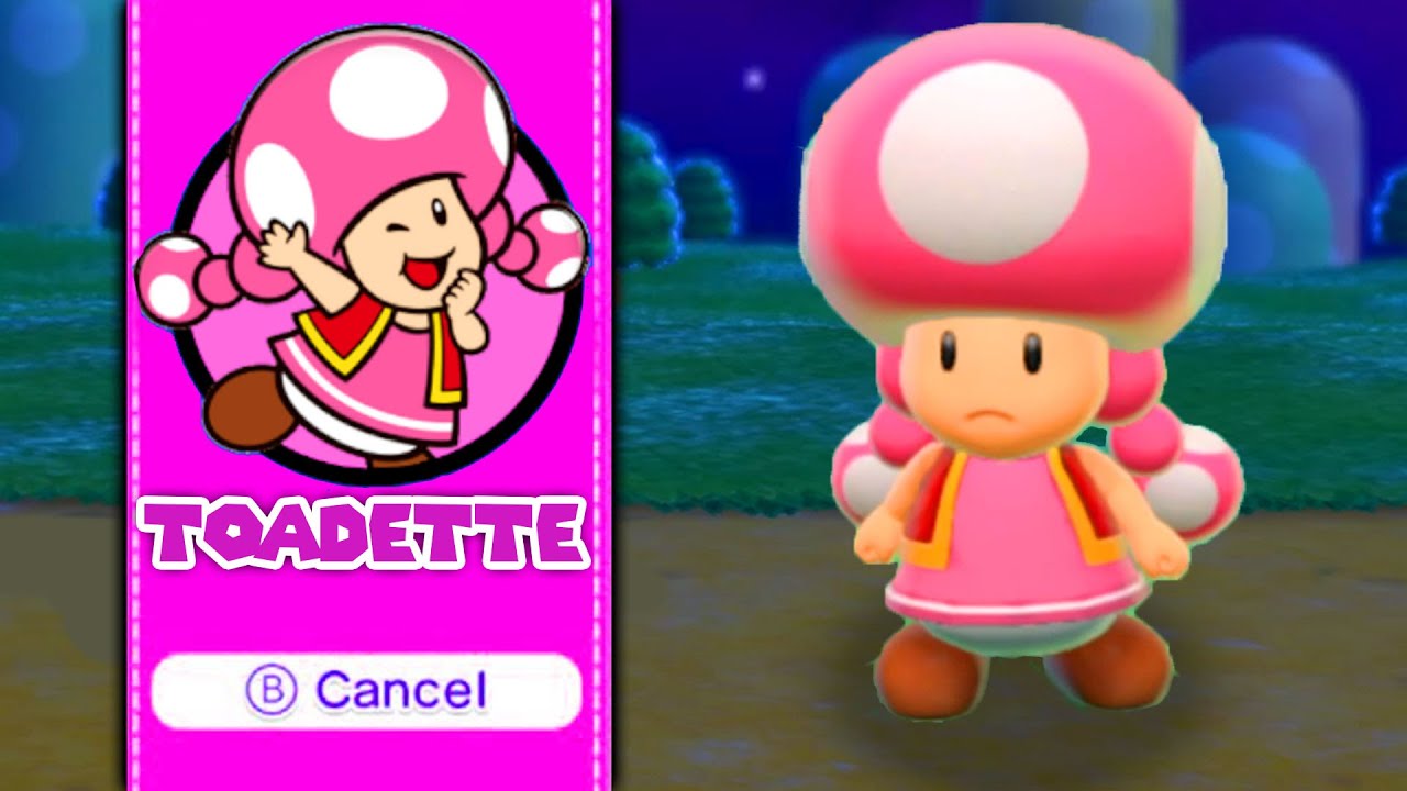 Playable Toadette in Super Mario 3D World - All Powerups!!