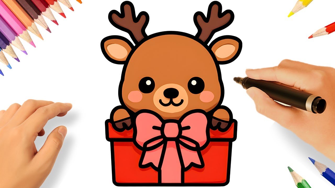 COMO DESENHAR UMA RENA F&Aacute;CIL🦌🎁