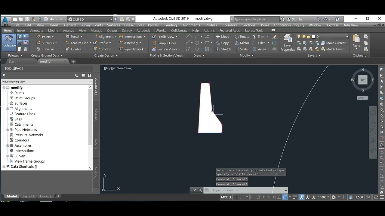 إنشاء subassembly من Poly Line داخل برنامج civil 3D