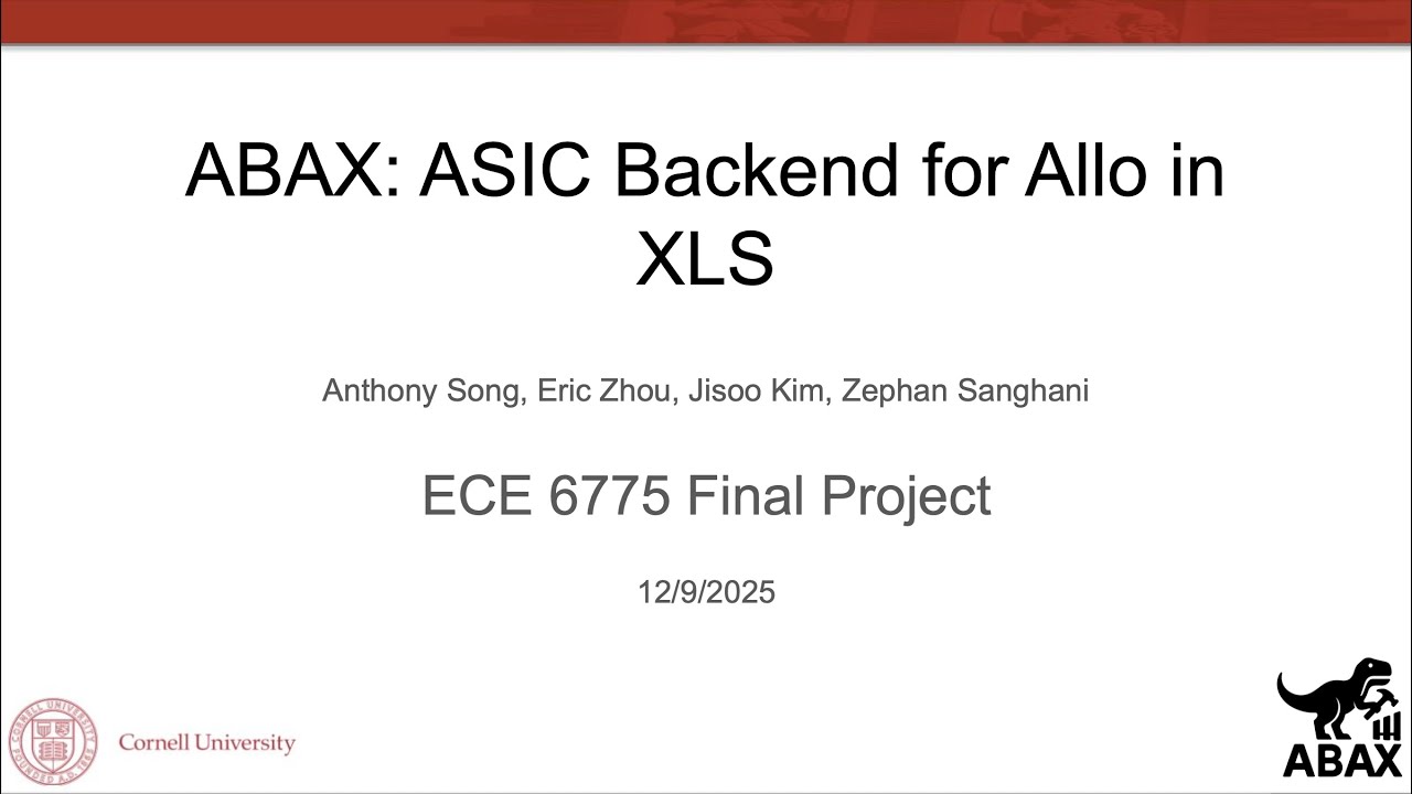 ABAX:ASIC Backend for Allo in XLS || Final Project || ECE6775 FA25