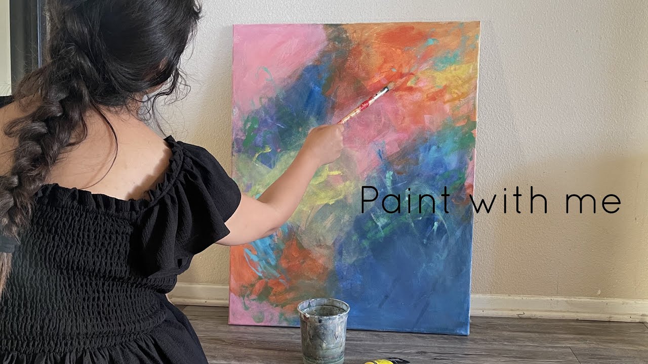 Creating a colorful abstract painting | Paint with me | Abstract art