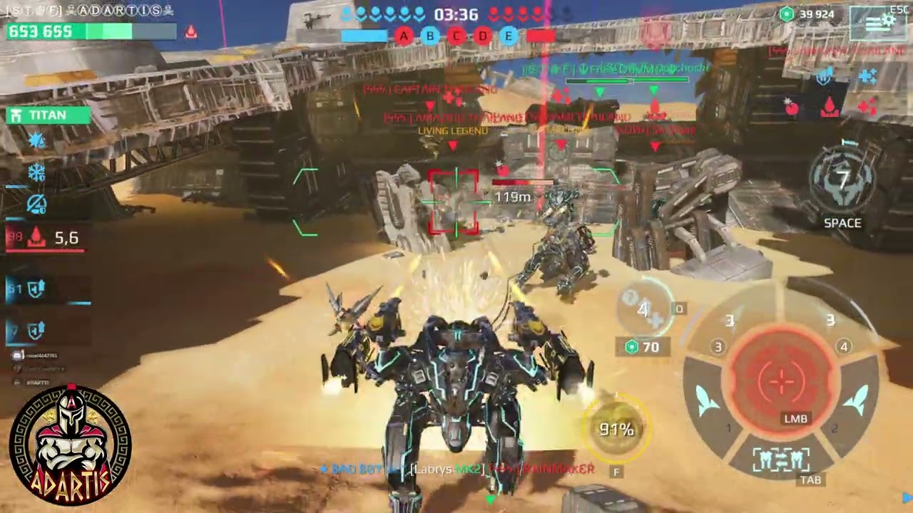 War Robots ADARTIS 29.2 million damage [ ST♔F ] VS [ UN +Thailand  ] CLAN.!