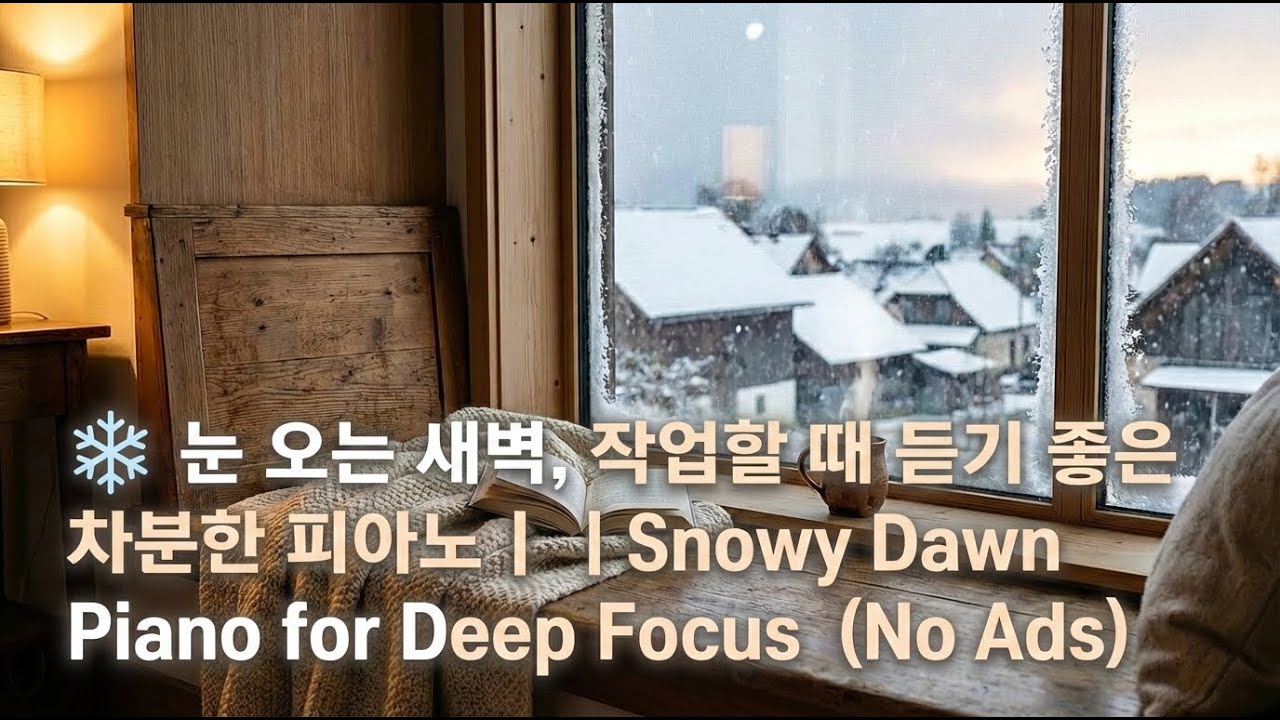 ❄️ 눈 오는 새벽, 혼자 작업할 때 듣기 좋은 차분한 피아노(광고없음) | Snowy Dawn Piano for Deep Focus & Study(No Ads)