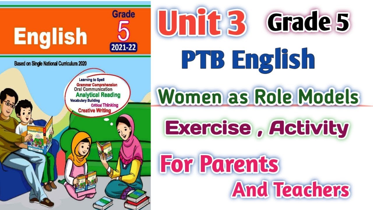 PTB English Grade 5 Unit 3 Exercise Activity | Women as Role Model | SNC English New Edition Punjab