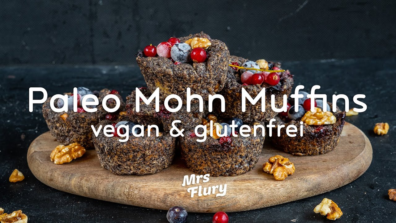 Gesunde Paleo Mohn Muffins / vegan, zuckerfrei und glutenfrei backen / Pegan Rezept