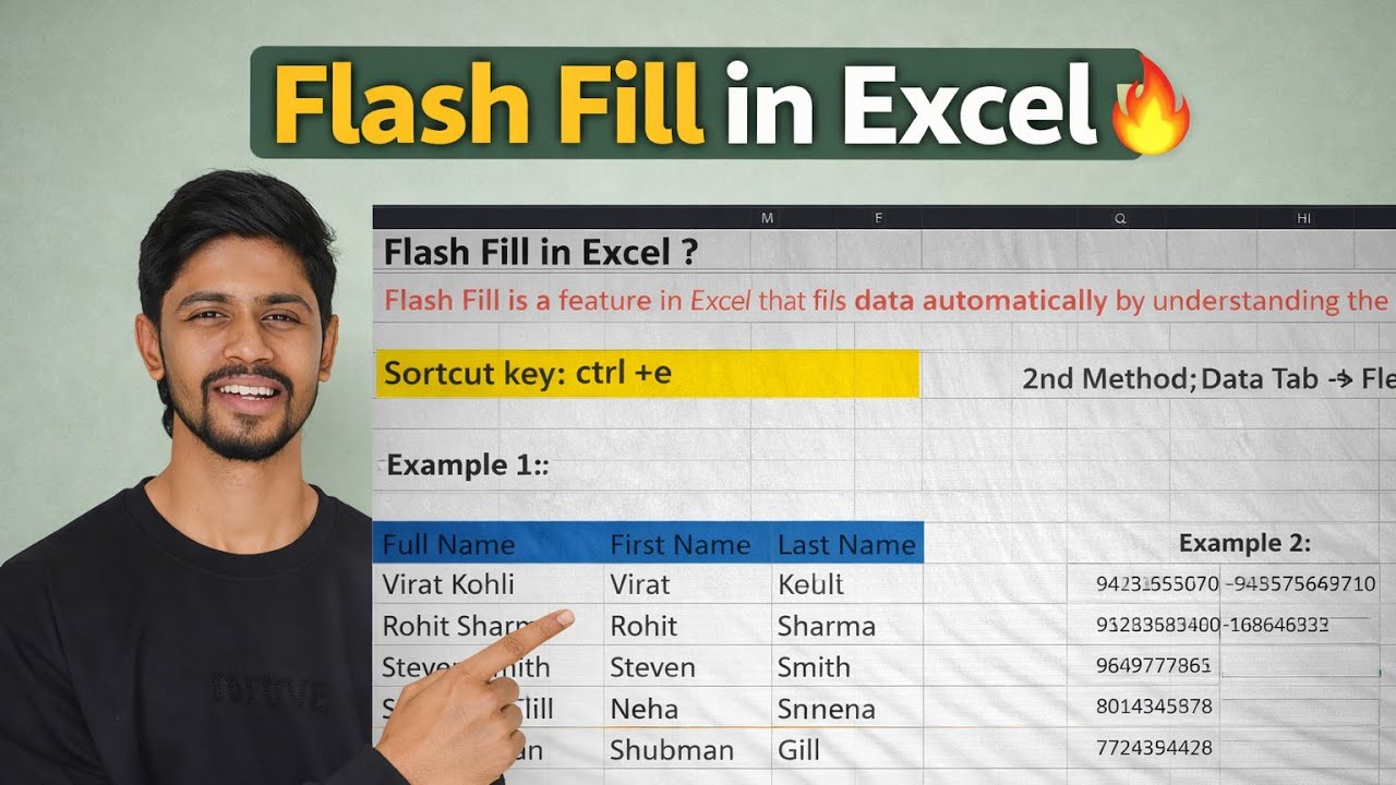 Excel Flash Fill Trick 😱 | Ctrl + E Magic | 99% Log Nahi Jaante (Hindi)