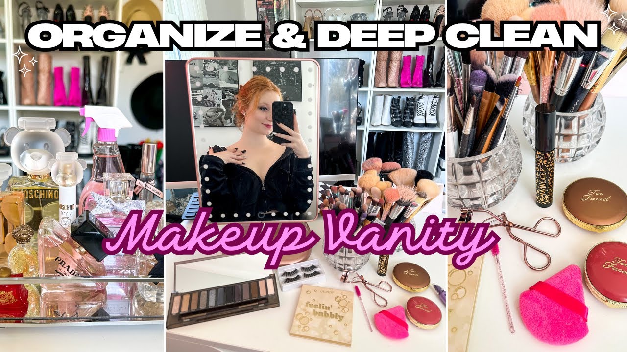 This Took HOURS... Decluttering My ENTIRE Makeup Collection | Vanity ASMR Clean & Organize!🫧