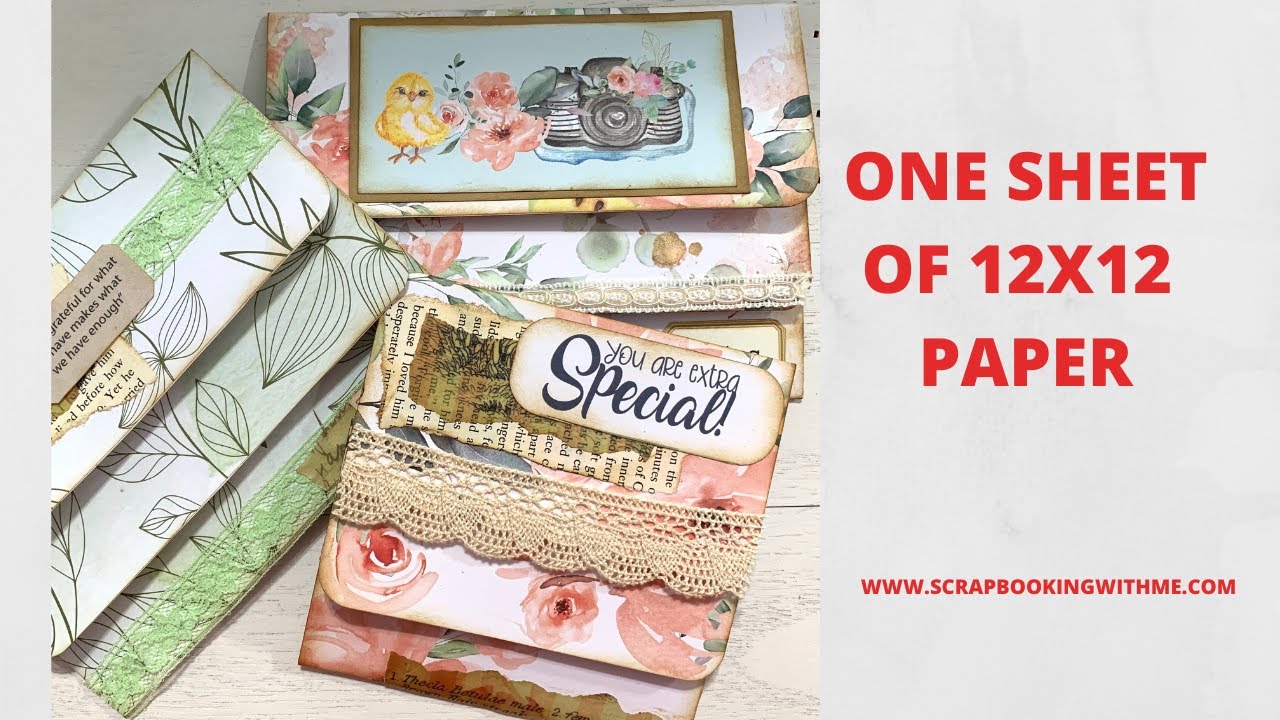 USING UP 12X12 PAPER ~ ONE SHEET OF PAPER ~ DOUBLE ATTACHED ENVELOPES