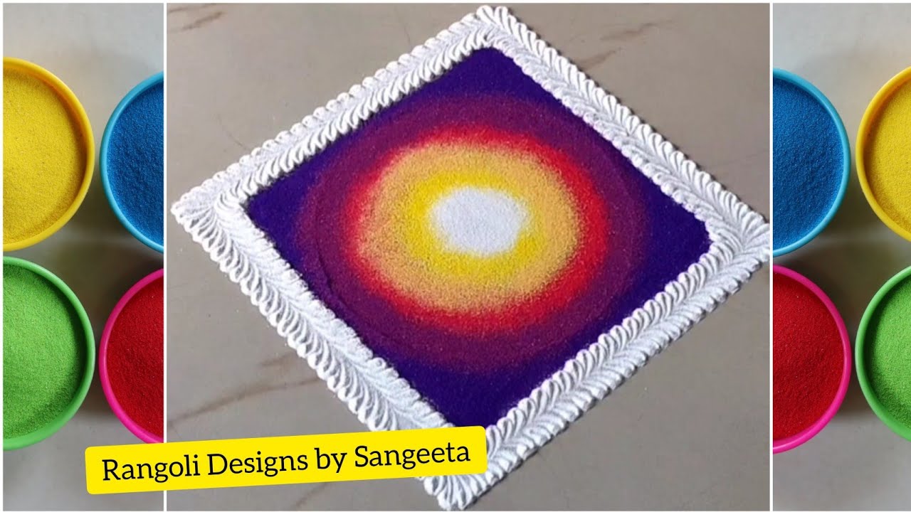 Best rangoli tricks l 2 navaratri rangoli l satisfying rangoli designs with colours l रंगोली डिजाइन