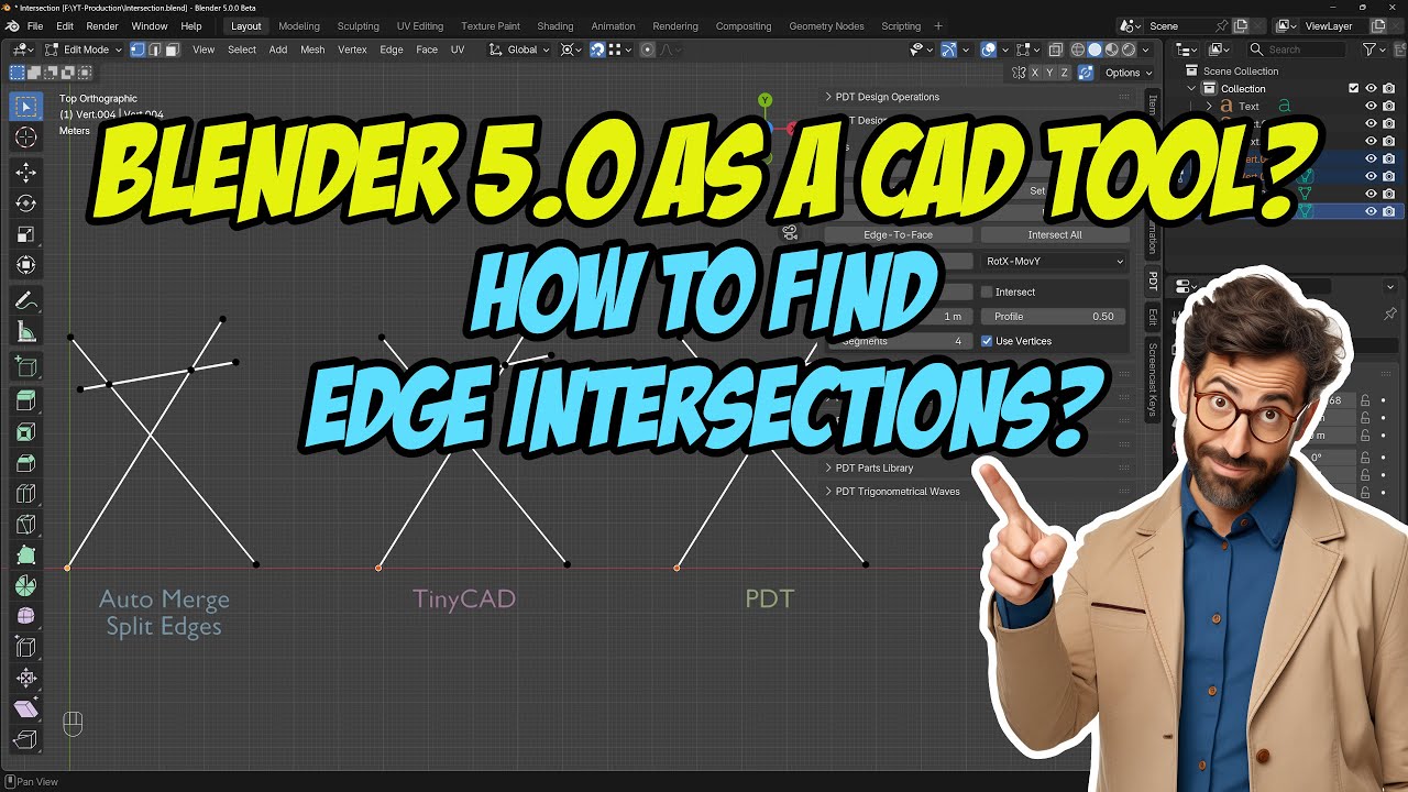 Blender 5.0 как инструмент САПР: как найти пересечения ребер?
